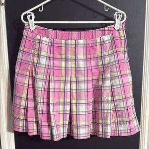 Lilly Pulitzer Plaid Pleated Mini Skirt Vintage 90s Preppy Size: 10 Length: 17”
